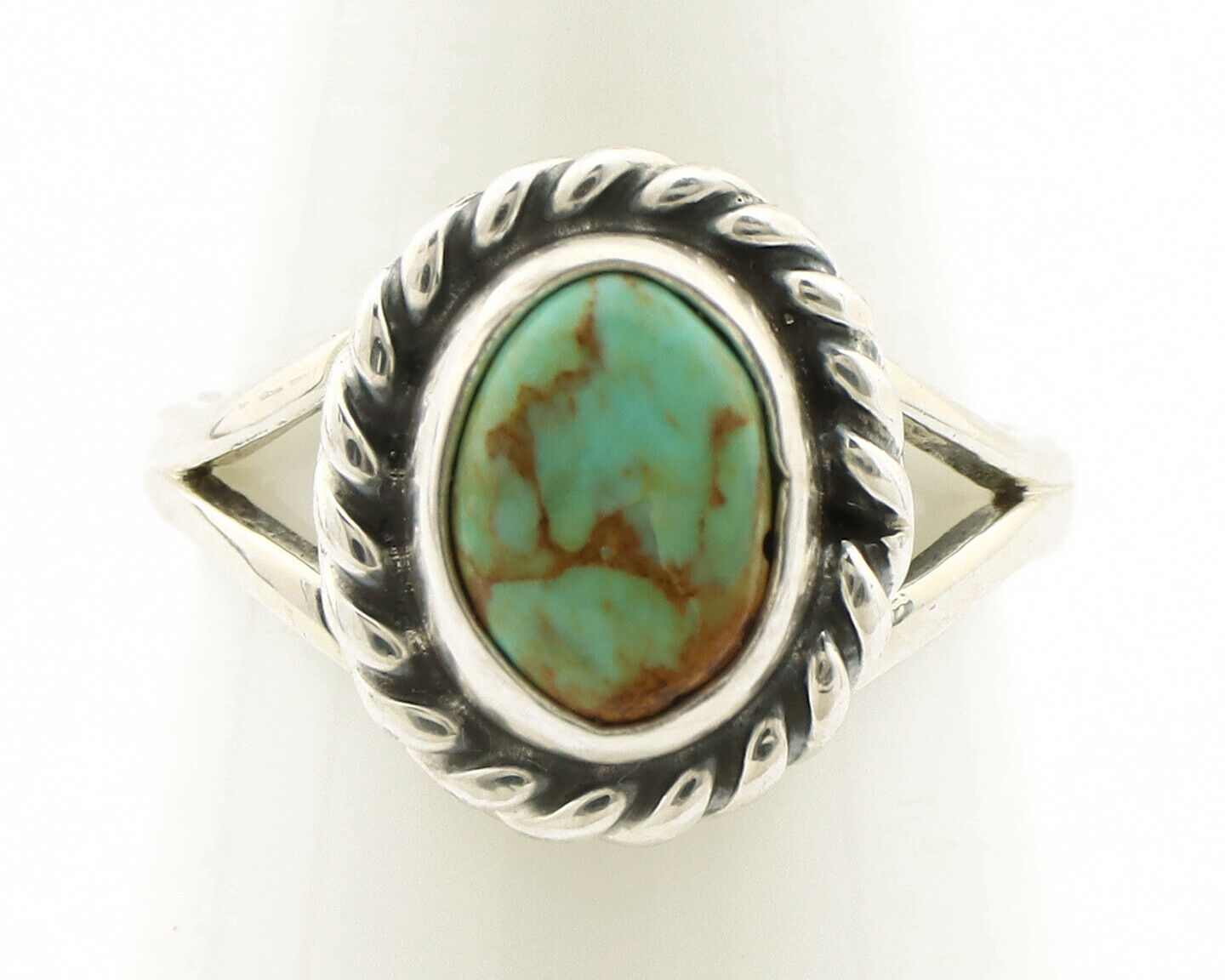 Navajo Ring .925 Silver Kingman Turquoise Artist Signed Gecko C.90's