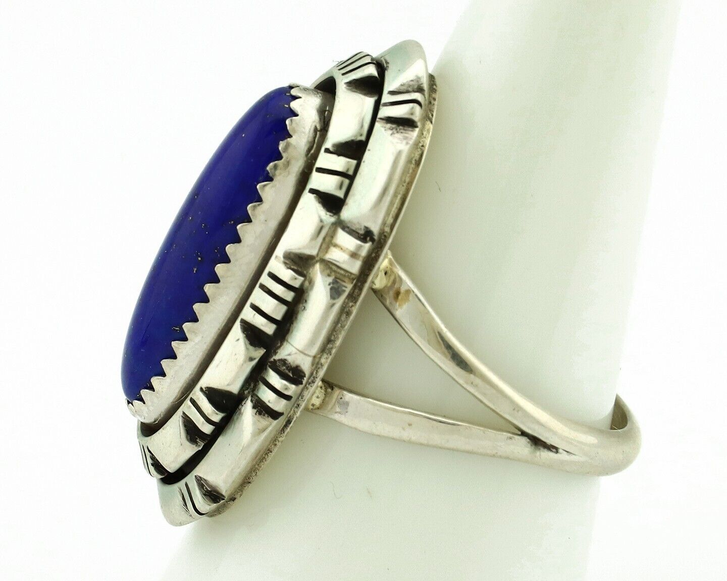 Navajo Handmade Ring 925 Silver Natural Lapis Lazuli Artist Signed RMJ C.80's