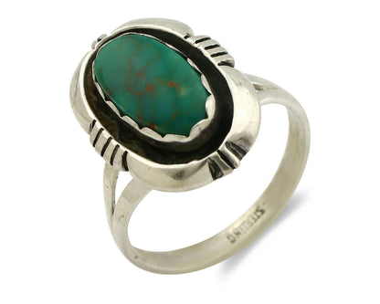 Navajo Ring .925 Silver Kingman Turquoise Handmade Native American Artist C.80's