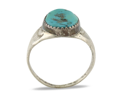 Zuni Ring .925 Silver Natural Blue Turquoise Native American Artist C.1980's