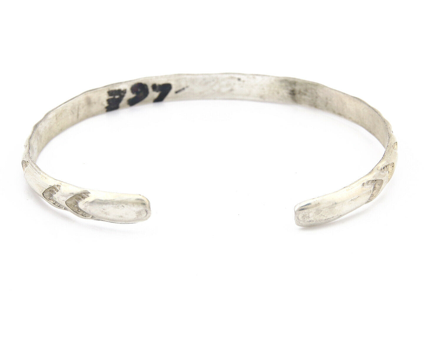 Navajo Bracelet .925 Silver Hand Stamped Arrow Head Artist I Montoya C.80's