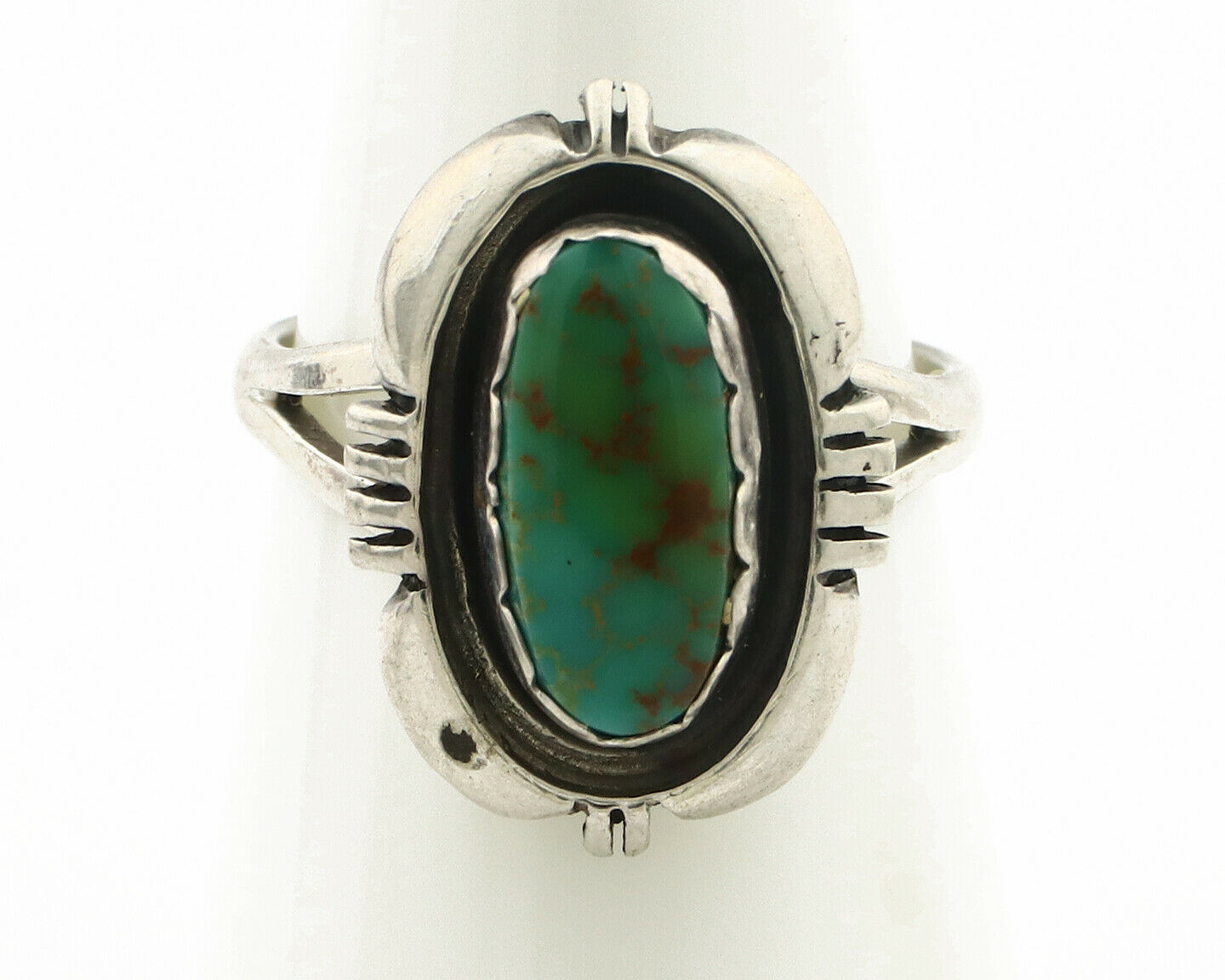 Navajo Ring .925 Silver Kingman Turquoise Handmade Native American Artist C.80's