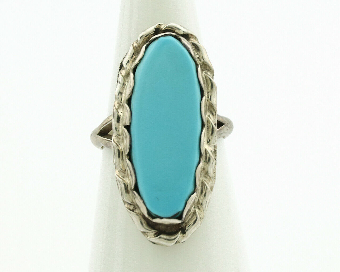 Navajo Ring .925 Silver Blue Turquoise Native American Artist C.1980's