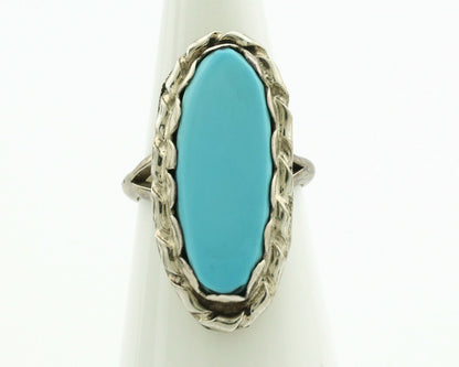 Navajo Ring .925 Silver Blue Turquoise Native American Artist C.1980's