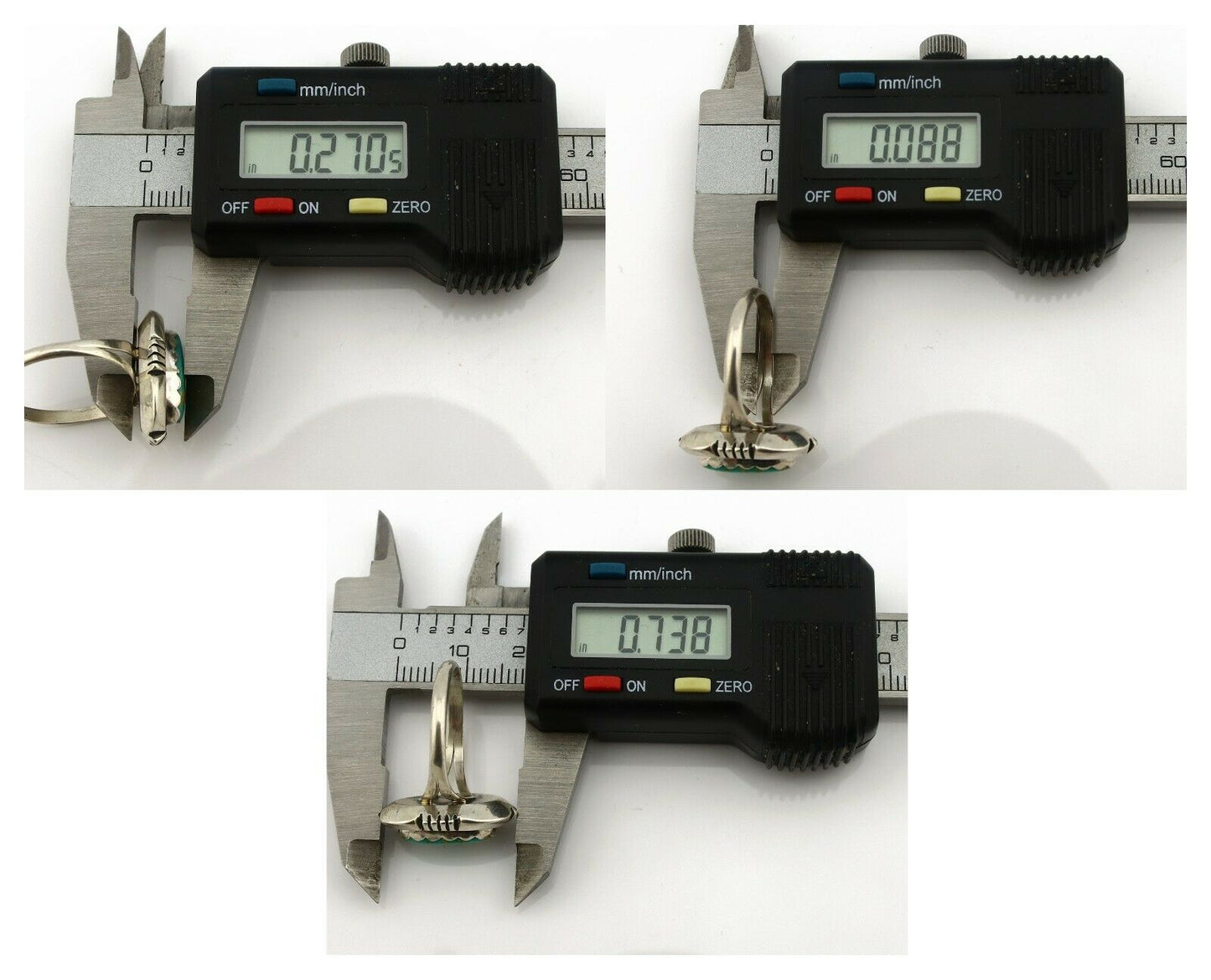 Navajo Ring .925 Silver Kingman Turquoise Handmade Native American Artist C.80's