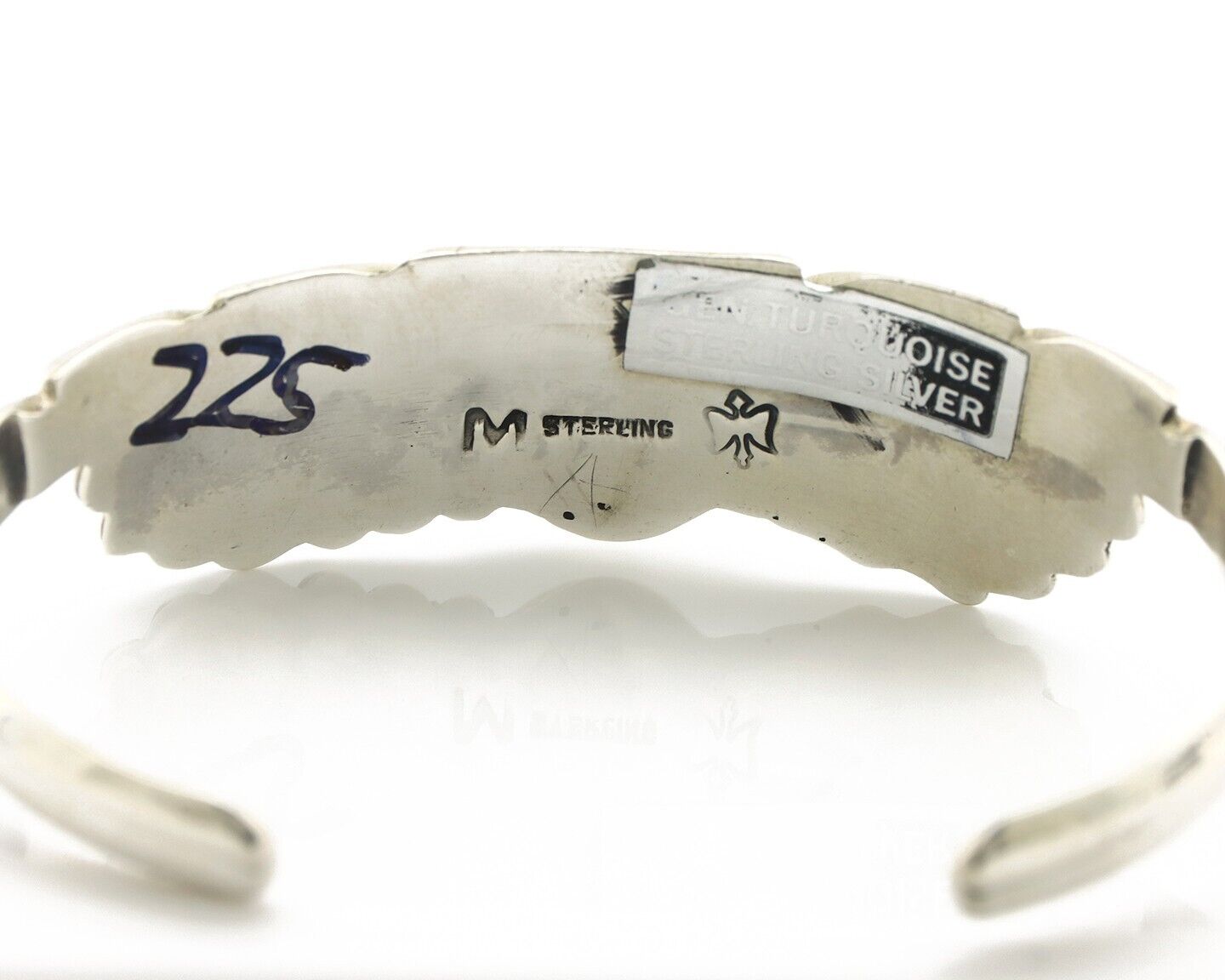 Navajo Bracelet 925 Silver Sleeping Beauty Turquoise Artist Signed M Montoya C80