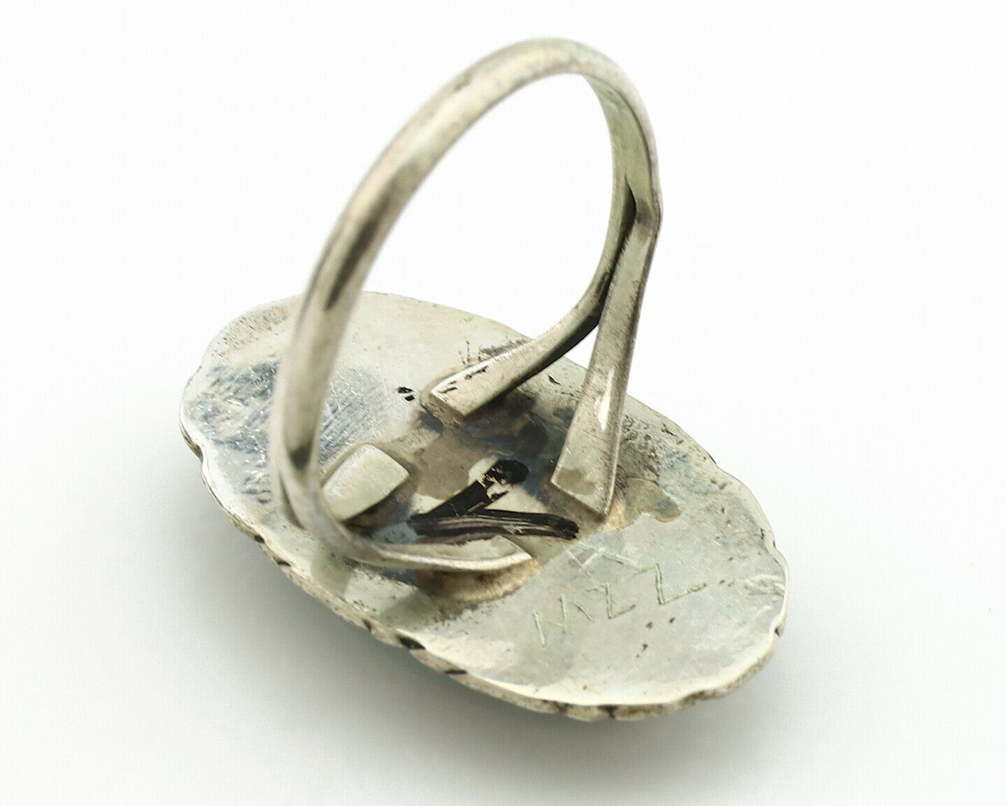 Navajo Ring .925 Silver Kingman Turquoise Native American Artist C.1980's