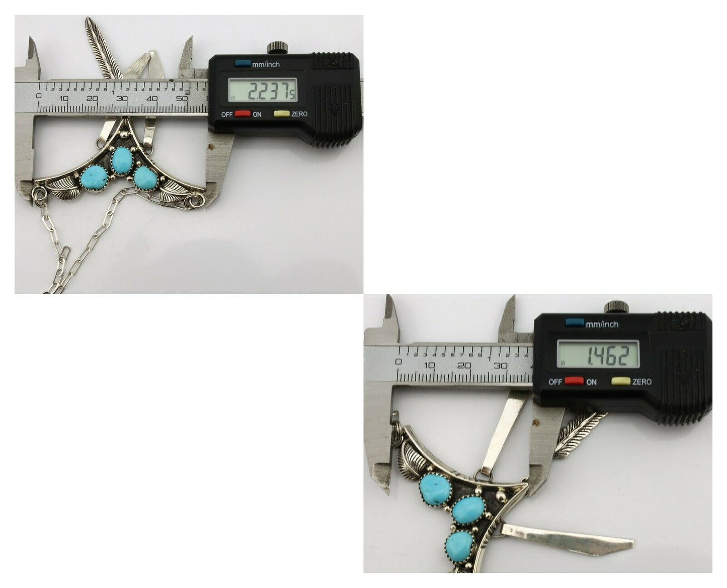 Navajo Necklace .925 Silver Sleeping Beauty Turquoise Signed MC C.80's