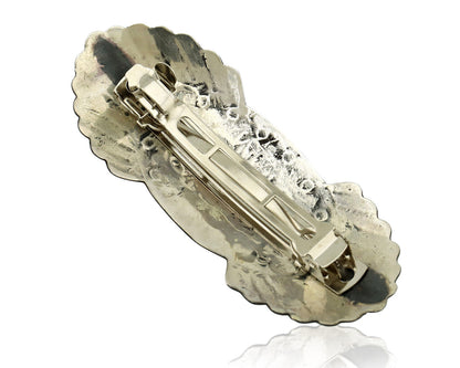 Navajo Hair Clip Barrette .925 Silver Hand Stamped Artist Signed C Montoya C80s