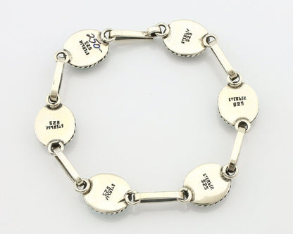 Navajo Link Bracelet .925 Silver Blue Turquoise Native American Artist C.80's