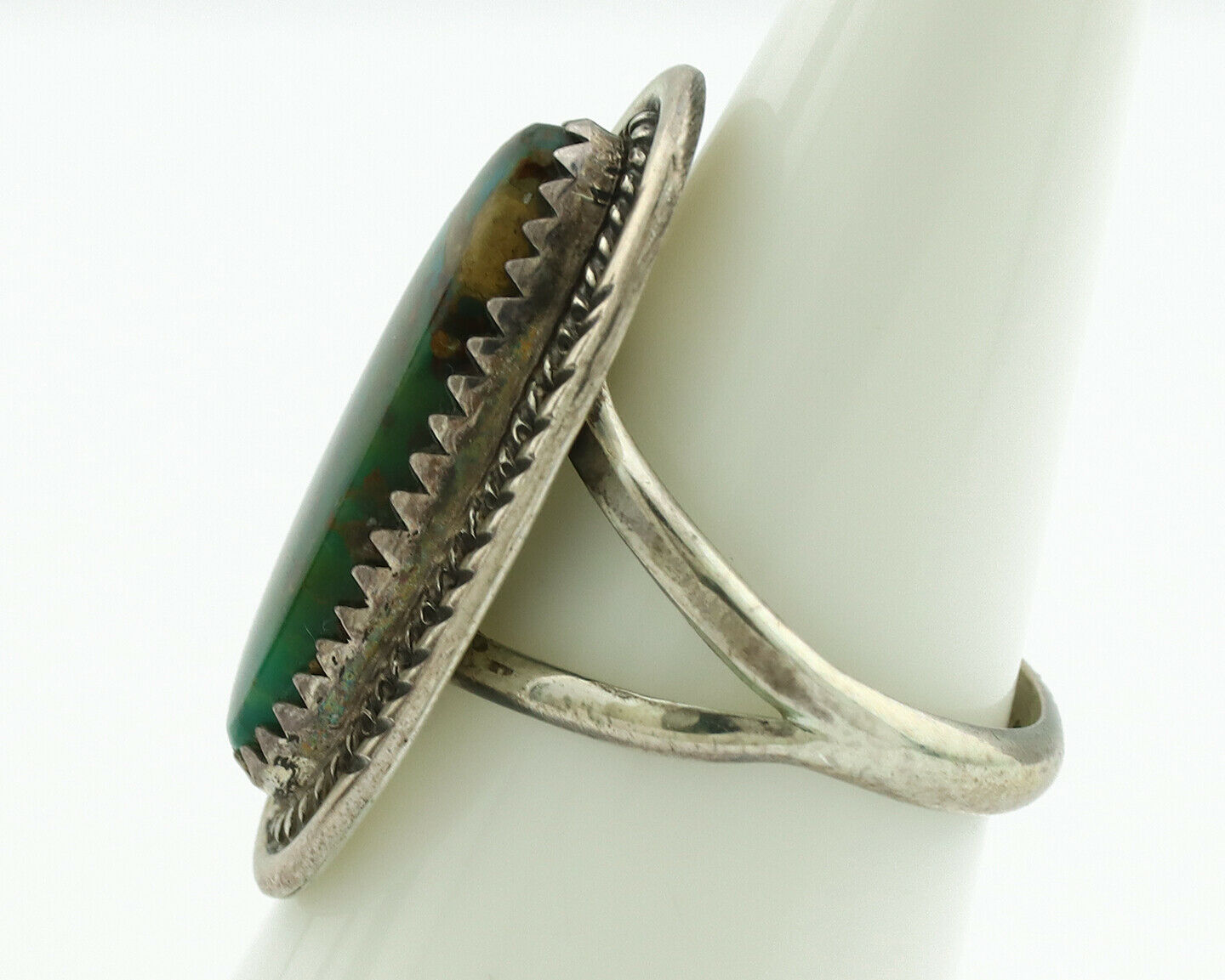 Navajo Ring .925 Silver Nevada Turquoise Signed M Begay C.1980's