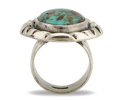 Navajo Ring 925 Silver Kingman Turquoise Native Artist Signed C Montoya C.80's