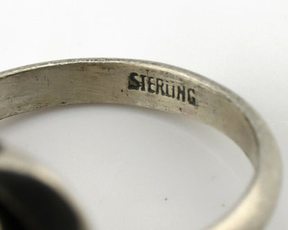 Navajo Ring .925 Silver Spiderweb Turquoise Handmade Native American Artist C80s