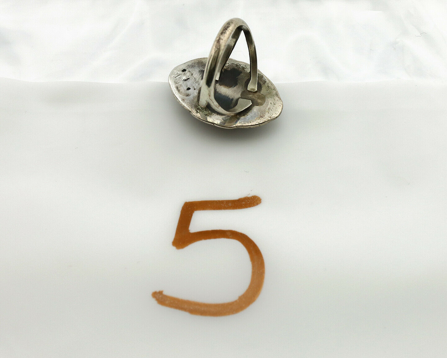 Navajo Ring .925 Silver Green Turquoise Native American Artist C.1980's