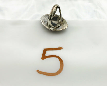 Navajo Ring .925 Silver Green Turquoise Native American Artist C.1980's