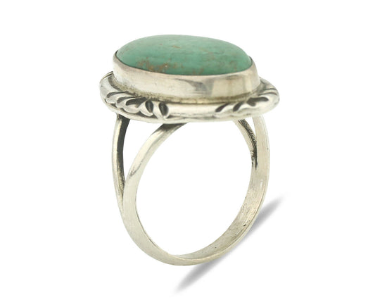 Navajo Ring .925 Silver Natural Turquoise Artist Signed Native American C.80's