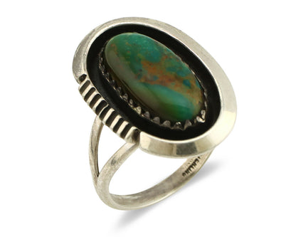 Navajo Ring .925 Silver Kingman Turquoise Native American Artist C.1980's