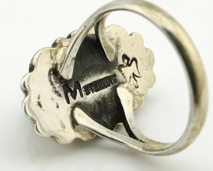 Navajo Ring .925 Silver Green Turquoise Artist Signed M Montoya C.80's