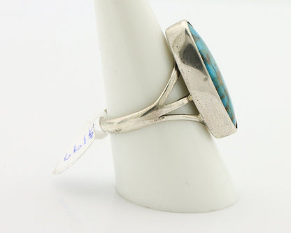 Navajo Ring .925 Silver Blue Gem Turquoise Native American Artist C.80's