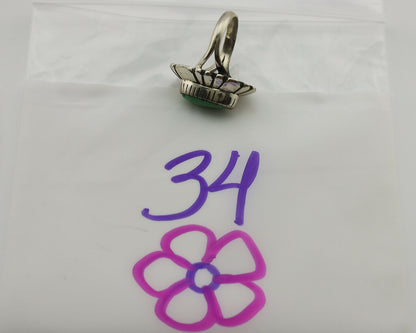 Navajo Ring .925 Silver Natural Mined Turquoise Artist Signed M Montoya C.80's