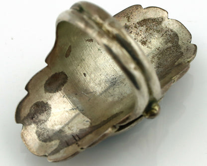 Navajo Ring .925 Silver Natural Blue Turquoise Artist Signed SC C.80's