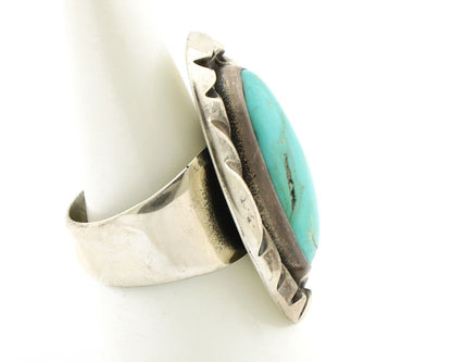 Navajo Ring 925 Silver Natural Blue Turquoise Native Artist Signed C Montoya C80