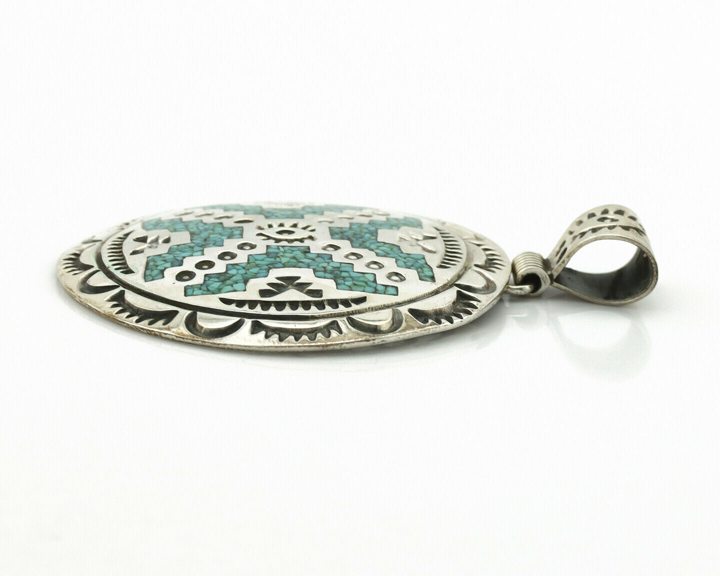 Navajo Necklace .925 Silver Kingman Turquoise Stanley Bain C.80's