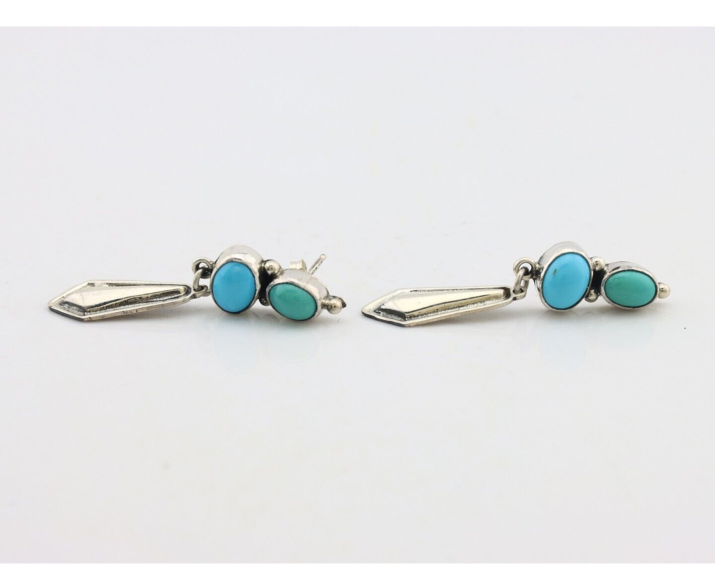 Navajo Earrings 925 Silver Natural Blue Turquoise Native American Earrings C80's