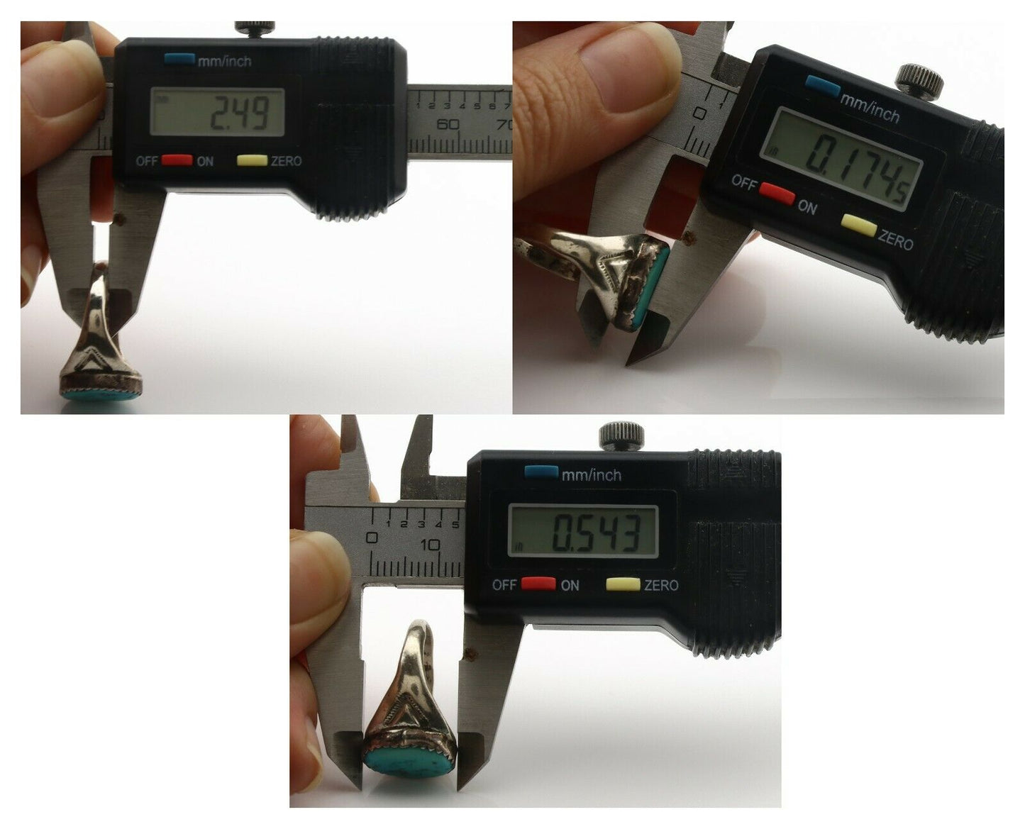 Zuni Ring .925 Silver Natural Blue Turquoise Native American Artist C.1980's