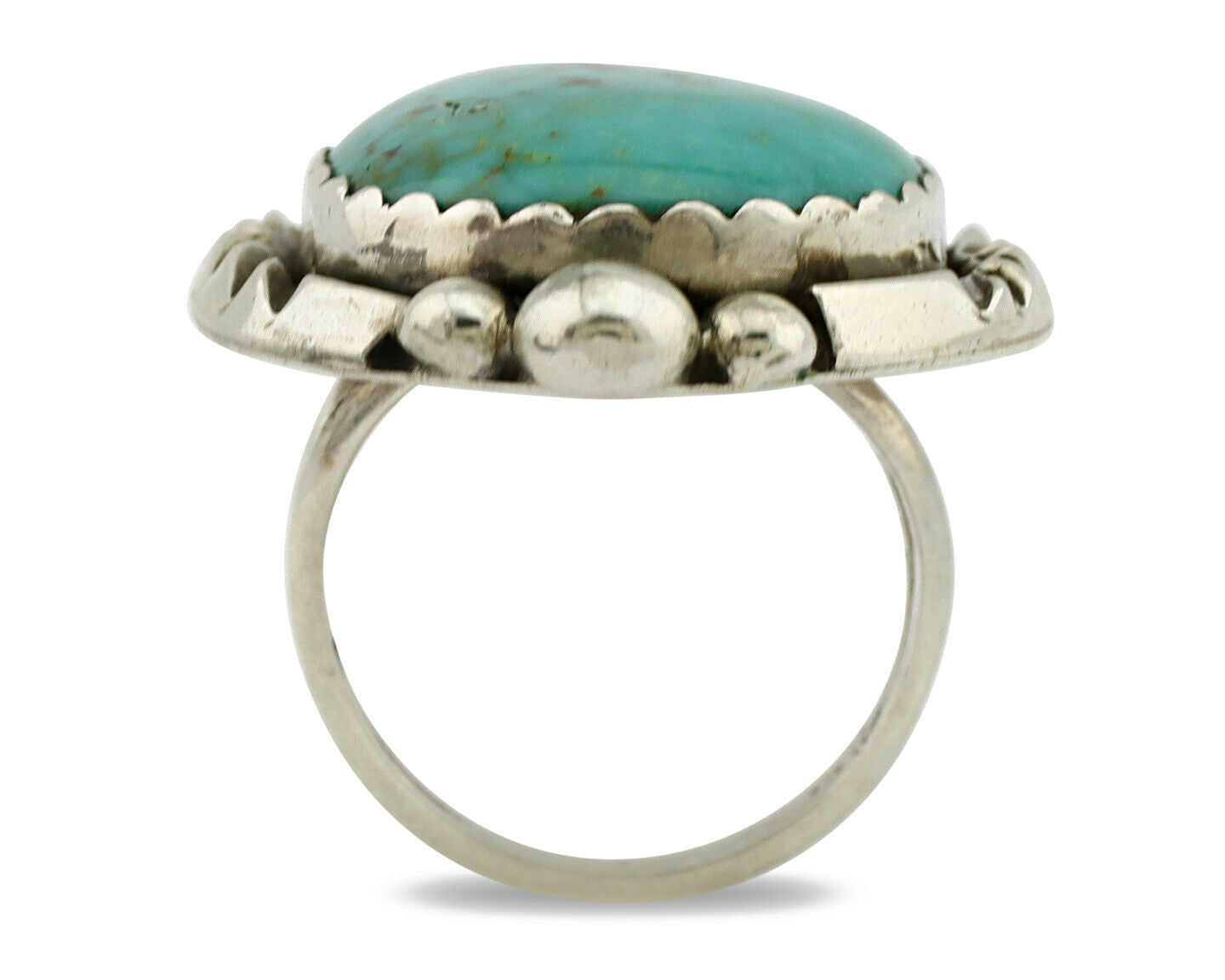 Navajo Ring .925 Silver Turquoise Mountain Native American Artist C.80's