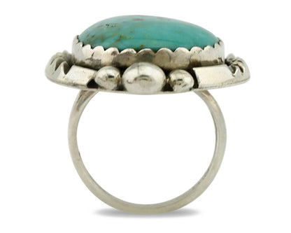 Navajo Ring .925 Silver Turquoise Mountain Native American Artist C.80's