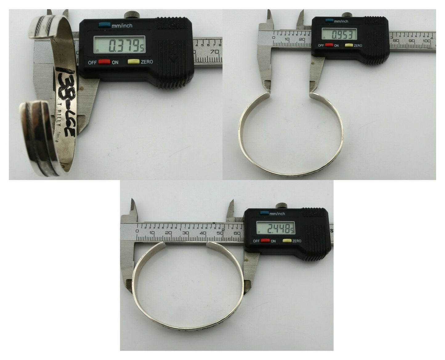 Navajo Bracelet .925 Silver Handmade Overlay Style Signed Tommy Billy Cuff C80s