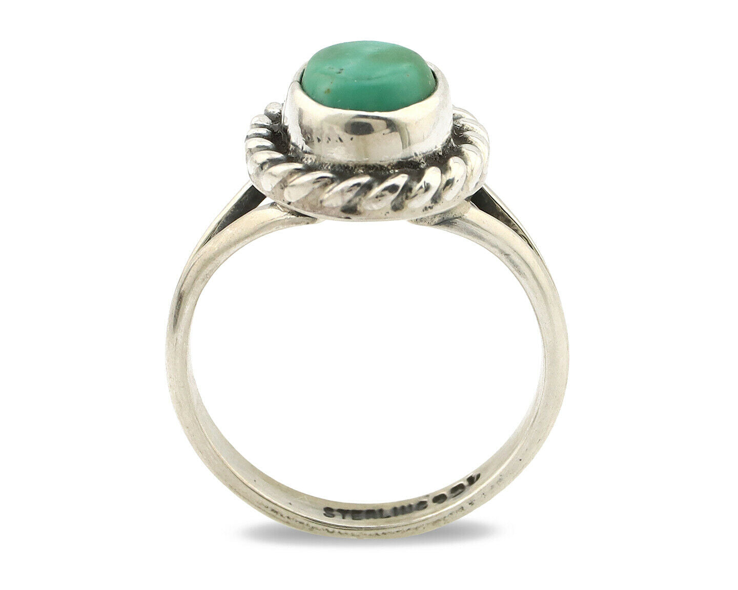 Navajo Ring .925 Silver Kingman Turquoise Artist Signed Gecko C.90's