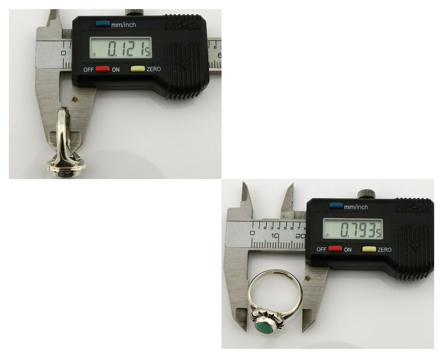 Navajo Ring .925 Silver Kingman Turquoise Artist Signed Gecko C.90's