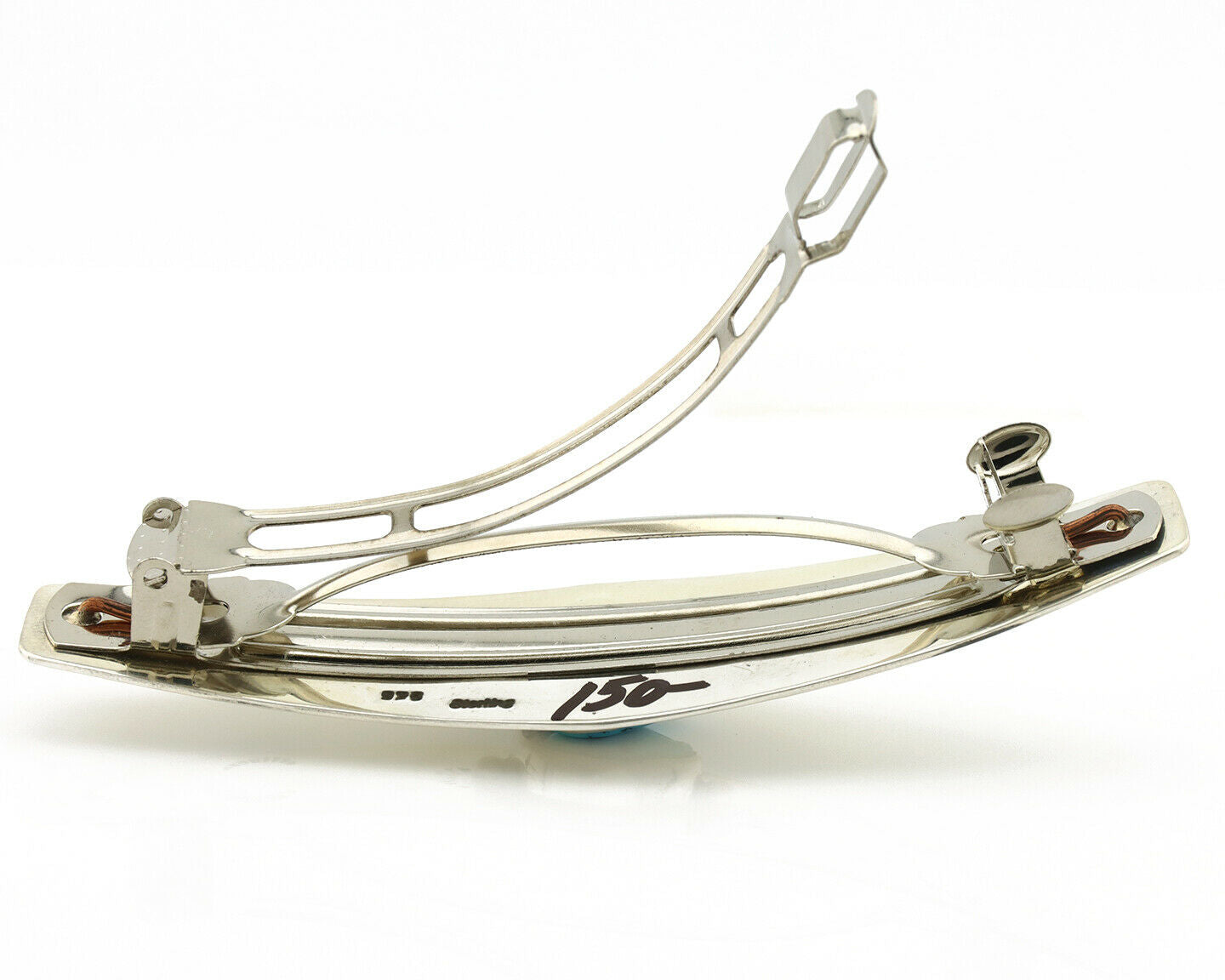 Navajo Hair Clip .925 Silver Sleeping Beauty Turquoise Barrette C.80's