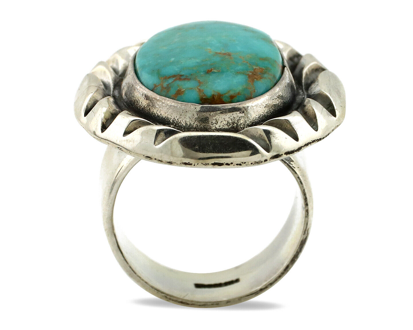 Navajo Ring 925 Silver Turquoise Mountain Artist Signed C Montoya C.80's