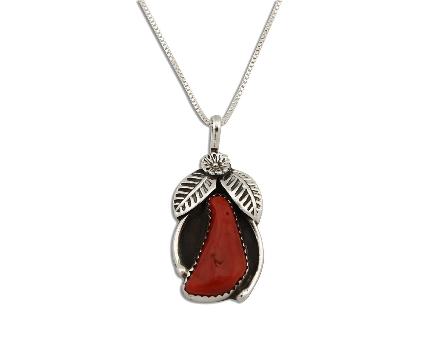Navajo Necklace 925 Silver Red Medterranean Signed Josephine Rojas C.80's