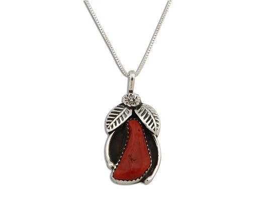 Navajo Necklace 925 Silver Red Medterranean Signed Josephine Rojas C.80's