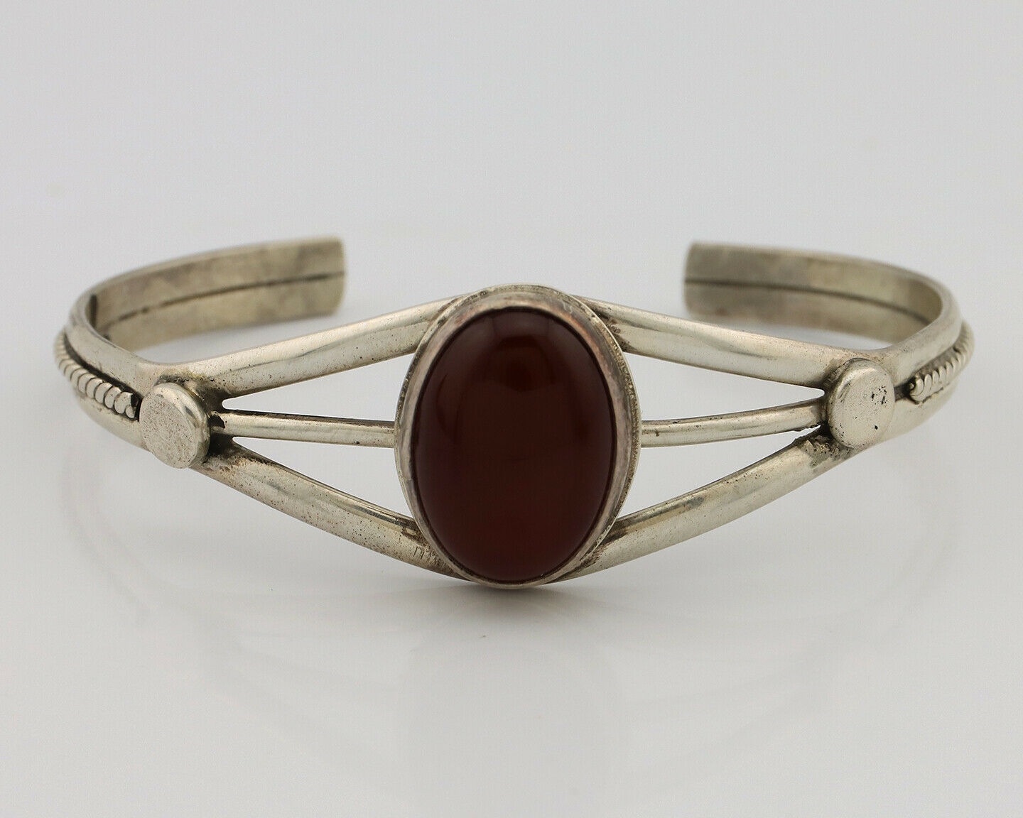 Navajo Bracelet .925 Silver Natural Carnelian Native American C.90's