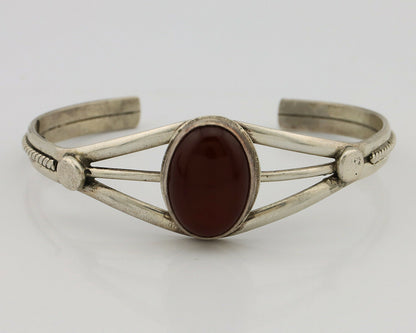 Navajo Bracelet .925 Silver Natural Carnelian Native American C.90's