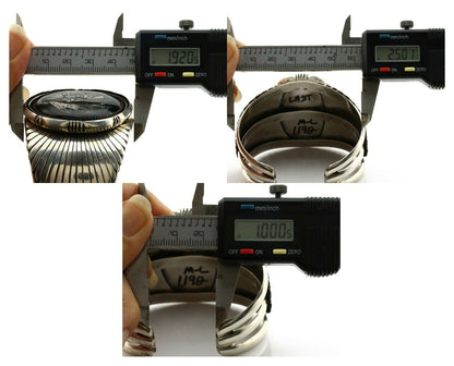 Navajo Bracelet .925 Silver Hand Carved Warrior Native American Artist