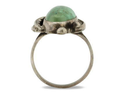 Navajo Ring .925 Silver Manassas Turquoise Signed Native Artist C.80's