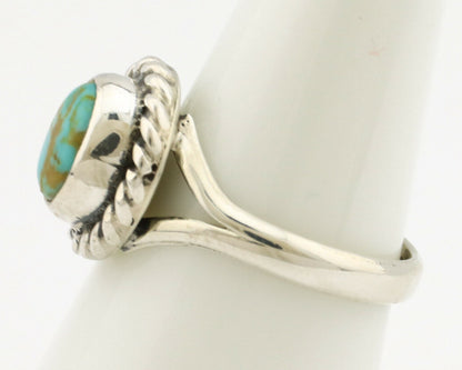 Navajo Ring .925 Silver Kingman Turquoise Artist Signed Gecko C.90's