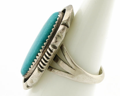 Navajo Ring .925 Silver Nevada Turquoise Native American Artist C.1980's