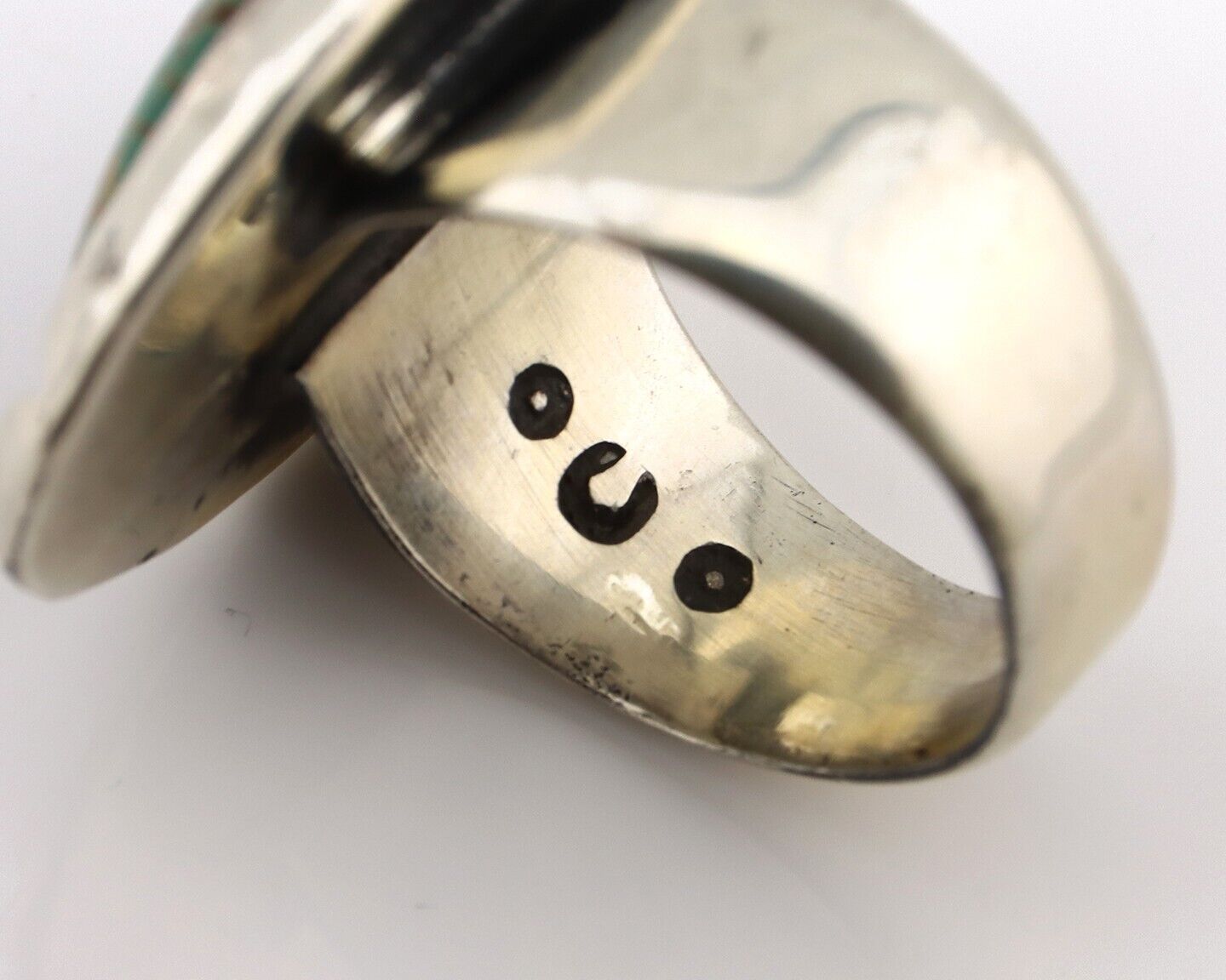 Men's Navajo Ring 925 Silver Kingman Turquoise Native Artist Signed C Montoya