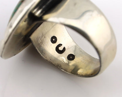 Men's Navajo Ring 925 Silver Kingman Turquoise Native Artist Signed C Montoya