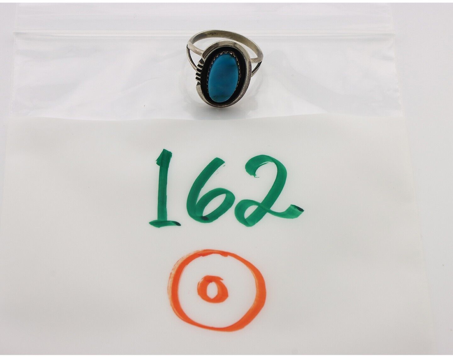 Navajo Ring 925 Silver Blue Gem Turquoise Native American Artist C.80's