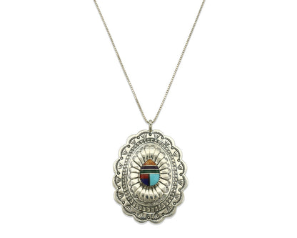 Navajo Necklace .925 Silver Gemstone Signed Marcella James C.80's