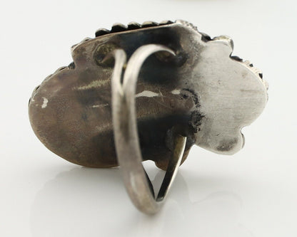 Navajo Handmade Ring 925 Silver Turquiose & Coral Native American Artist C.80's
