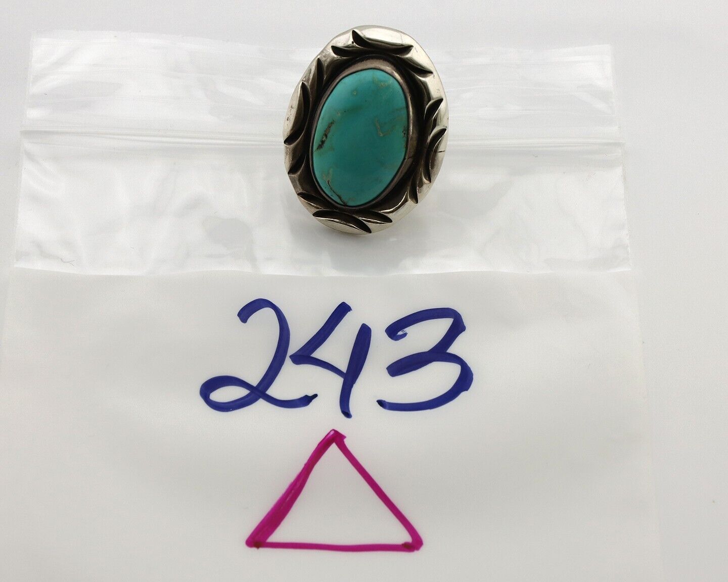 Navajo Ring 925 Silver Natural Blue Turquoise Native Artist Signed C Montoya C80